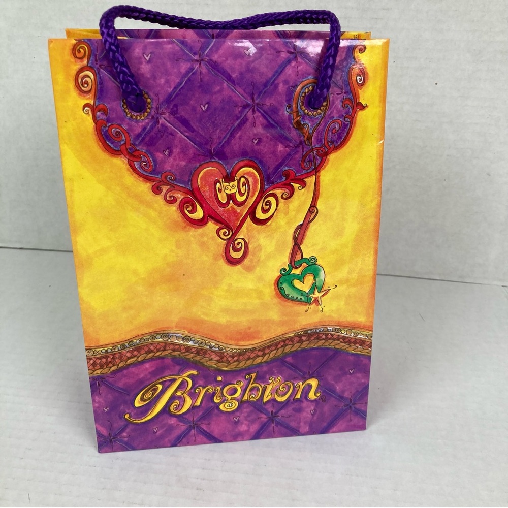 Brighton Small Multicolor Paper Shopping Logo Bag Gift Tote Hearts